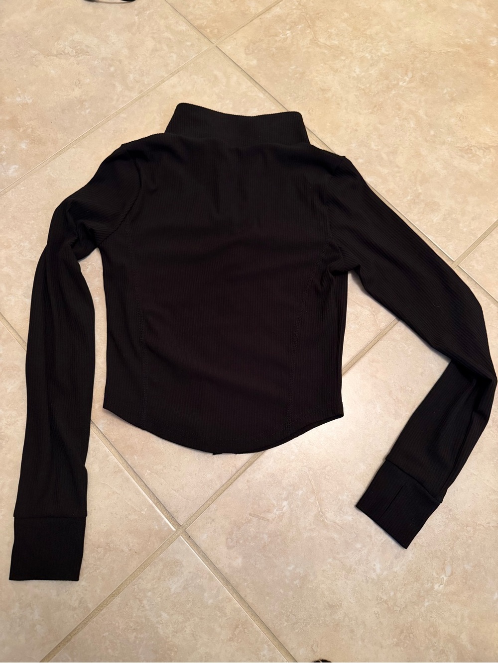 Amazon Black Ribbed Zip-Front Bomber Jacket - Picture 3 of 3